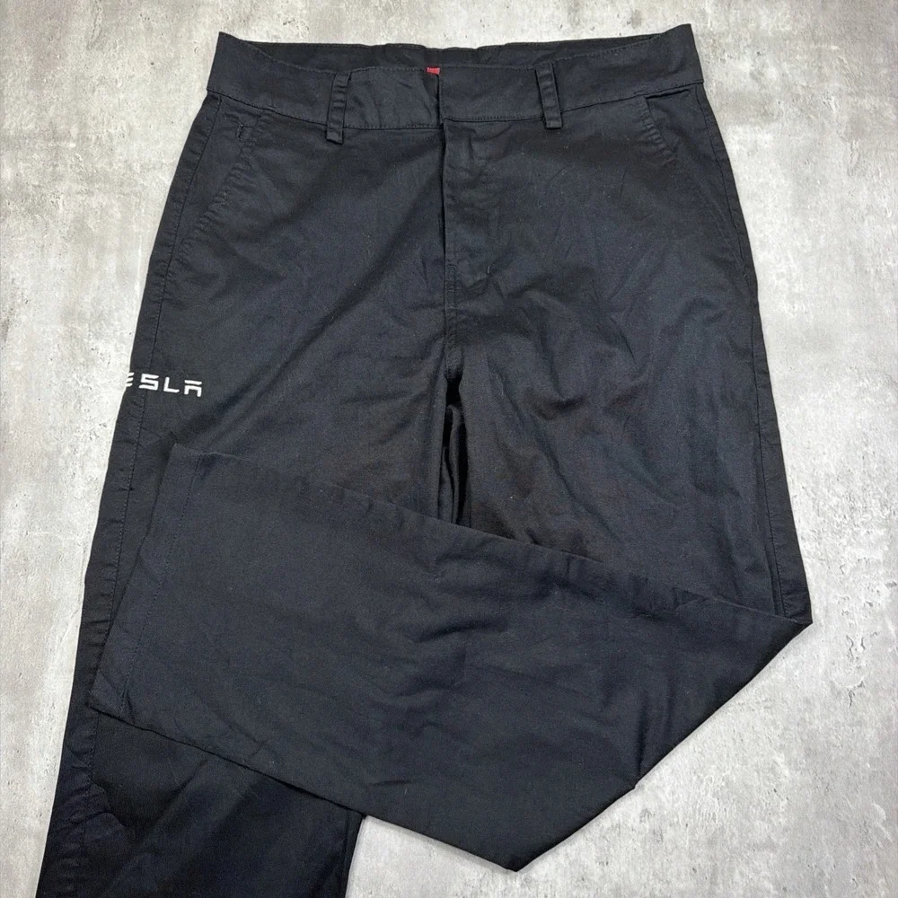 Tesla Motors Work Pants Men 34x30 Black Straight Leg Uniform Chino Straight Leg